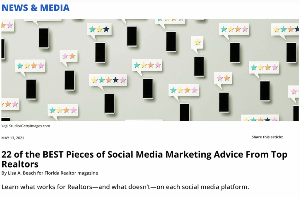 Screenshot of article page on FAR Magazine website